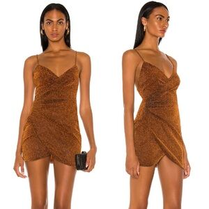 superdown delanie mini dress rust metallic